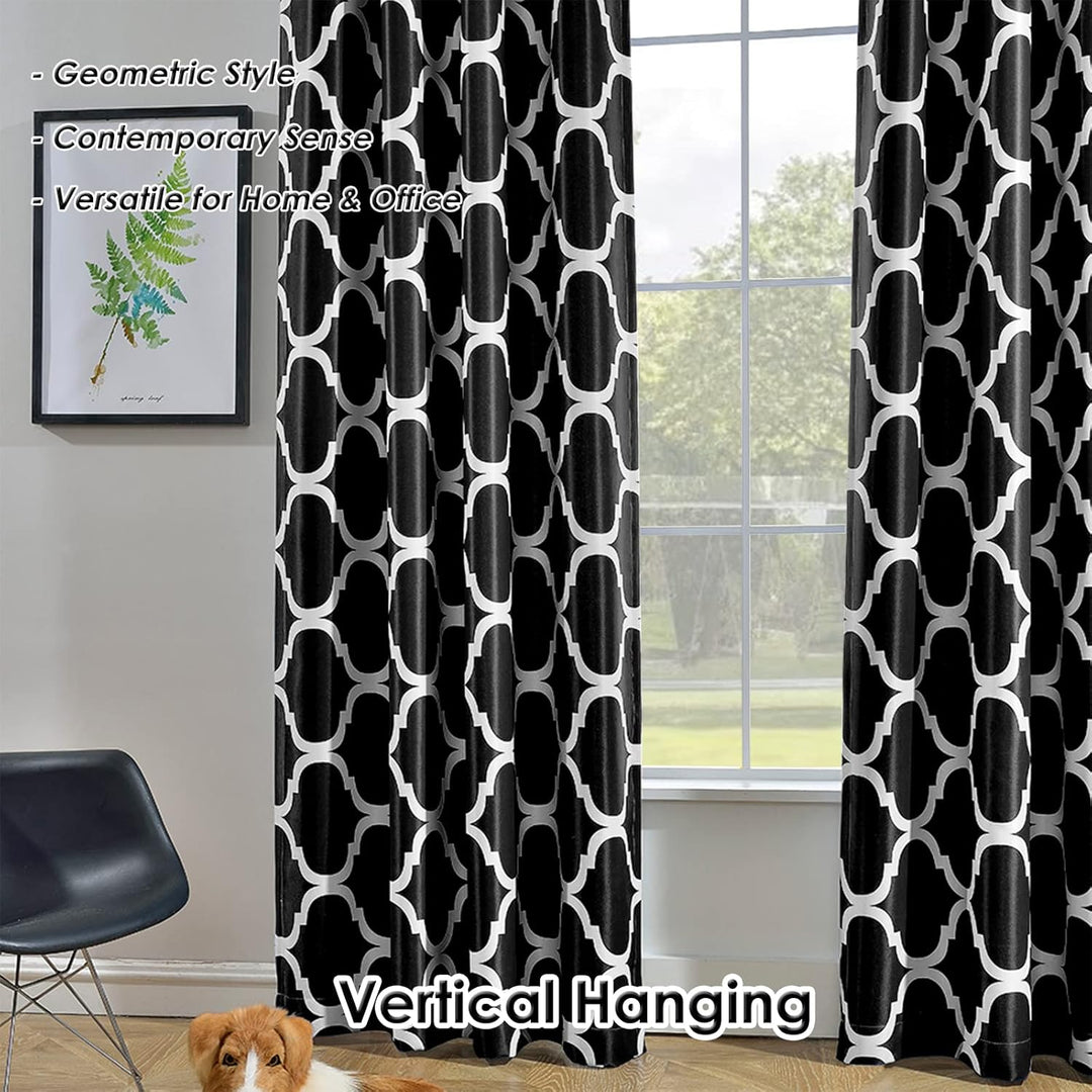 Melodieux Marokkanische Verdunkelungsvorhänge mit Ösen, für Wohnzimmer, 132 x 244 cm, Schwarz (1 Vor