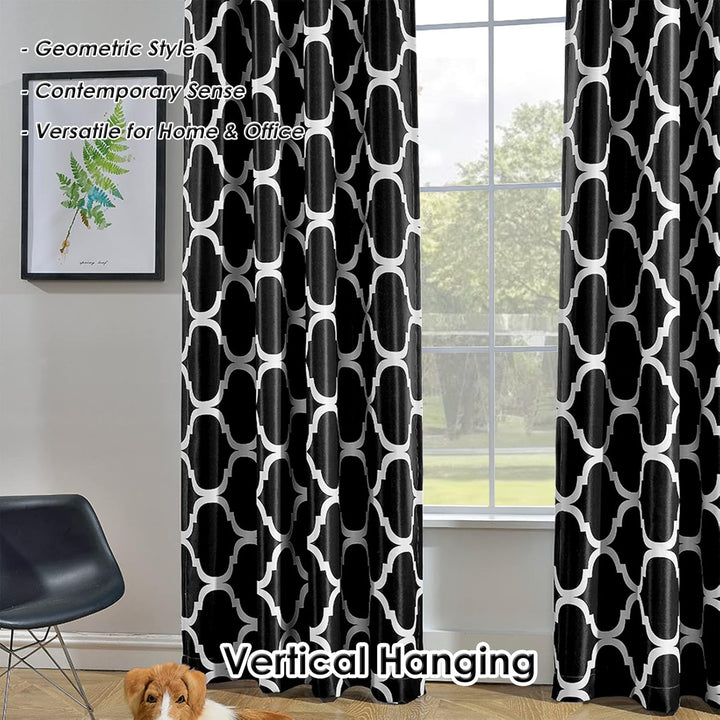 Melodieux Marokkanische Verdunkelungsvorhänge mit Ösen, für Wohnzimmer, 132 x 244 cm, Schwarz (1 Vor