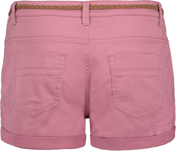 Sublevel Damen Kurze Hose Stretch-Shorts mit Flecht-Gürtel L Dark-rose, L Dark-rose