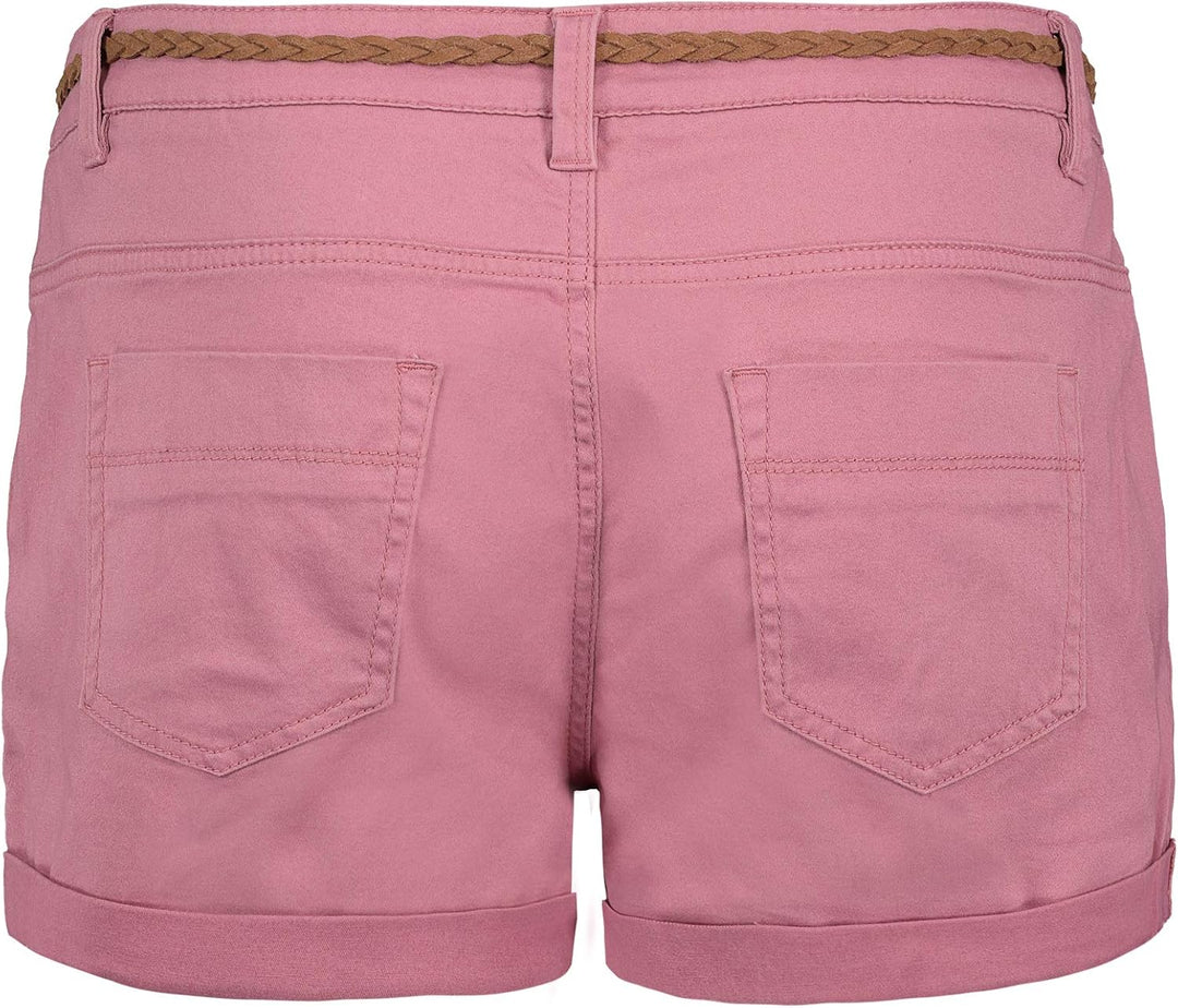 Sublevel Damen Kurze Hose Stretch-Shorts mit Flecht-Gürtel XL Dark-rose, XL Dark-rose