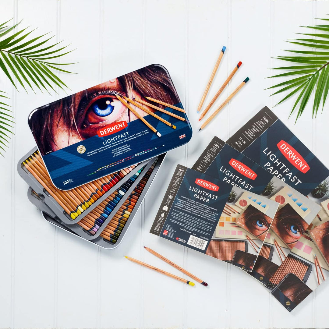 Derwent Lightfast Papierblock 305 x 406 mm, 300 g/m², 20 Blatt Papier, Glatte heissgepresste Oberflä