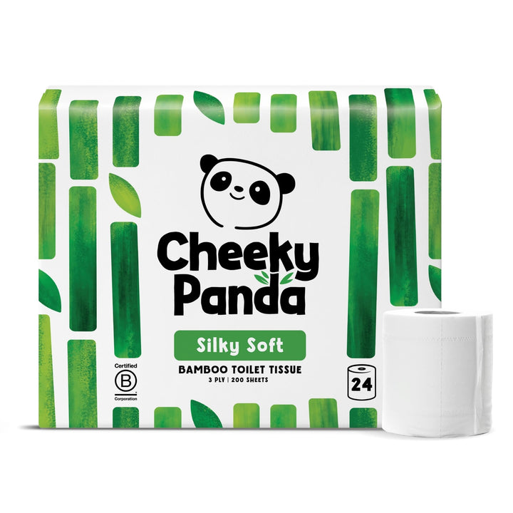The Cheeky Panda Bambus Toilettenpapier 3-Lagig Grosspackung | 24 Rollen x 200 Blatt | Klopapier Pla