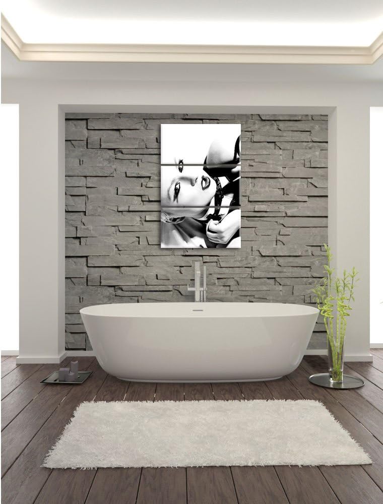 Pixxprint Sexy Woman mit Rose als Leinwandbild/Grösse: 3 Teilig (120x80) cm/Wandbild/Kunstdruck/fert