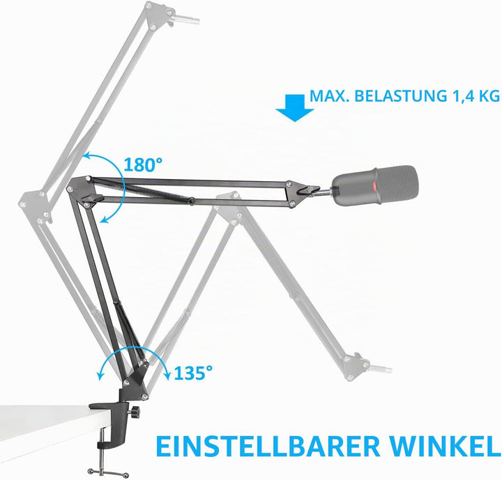 SUNMON für HyperX SoloCast / 2 Mikrofon Arm, Universeller SoloCast 2 Mikrofonarm Tisch Mikrofonständ