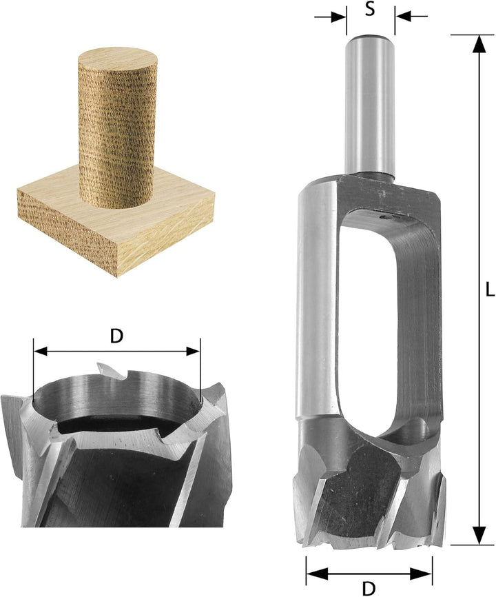 ENT 25305 Zapfenschneider WS, Schaft (S) 13 mm, Durchmesser (D) 16 mm, Z4, L 140 mm D=16 / L=140, D=