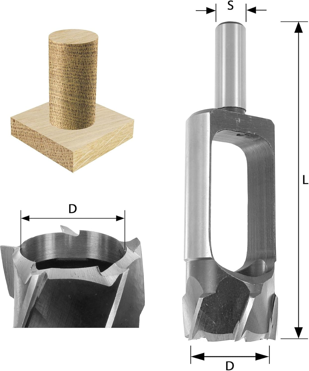 ENT 25304 Zapfenschneider WS, Schaft (S) 13 mm, Durchmesser (D) 15 mm, Z4, L 140 mm D=15 / L=140, D=