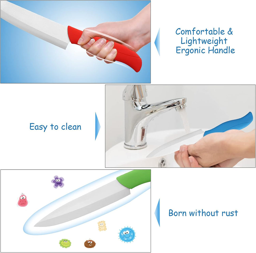 Ballery Keramikmesser Set, Kochmesser Sets mit 4 Keramikmesser und 1 Sparschäler mit Ergonomischem G