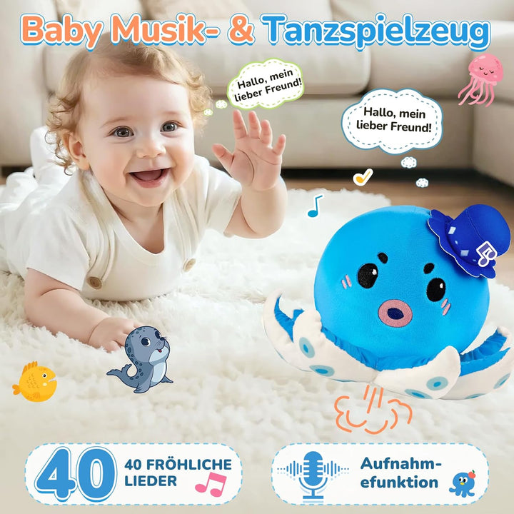 SAIMAND Oktopus Baby Spielzeug 6 7 8 9 10 12 Monate, Interaktive Plüschtiere, Musikalische Spielzeug