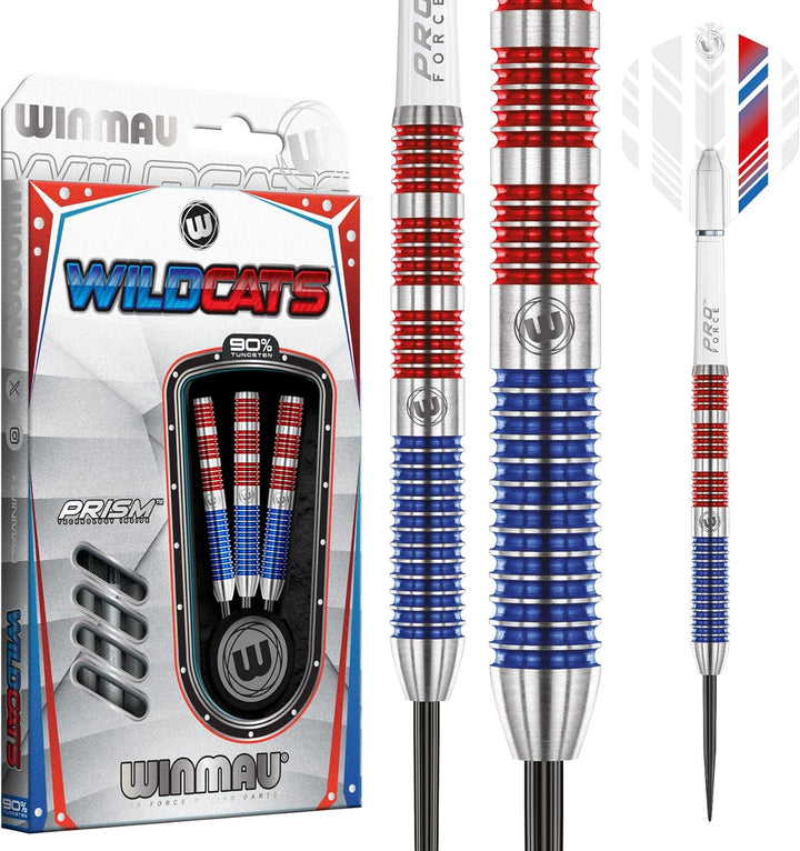 WINMAU Wildcats 23 Gramm Profi Wolfram Steeltip Dartpfeile Set mit Flights und Schäfte