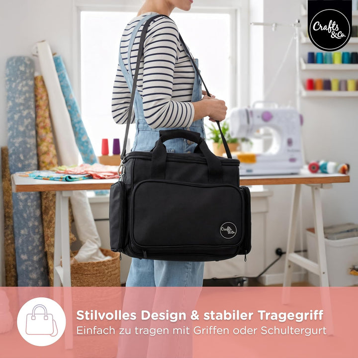 Crafts&Co® Nähmaschinentasche mit Stabilen Tragegriffen | Transporttasche für Nähmaschine mit Prakti