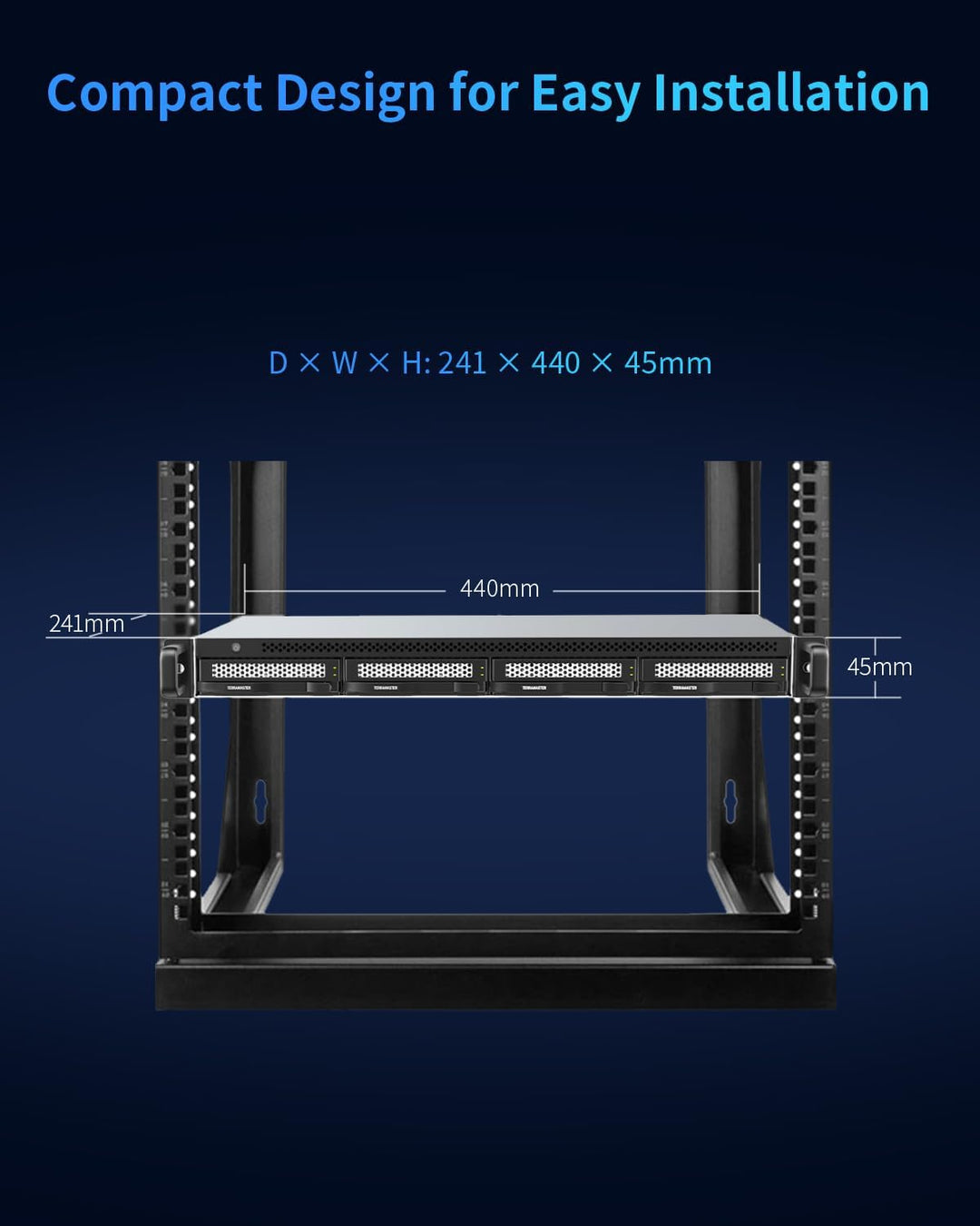 TERRAMASTER D4-320U 4-Bay Ultra-kurzes Rack-montiertes Festplattengehäuse– USB 3.2 Gen2 10 Gbit/s Ty