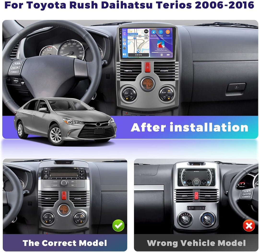 8 Core 4G+64G Hikity Android 15 Autoradio für Toyota Rush Daihatsu Terios 2006-2016 mit Carplay Andr