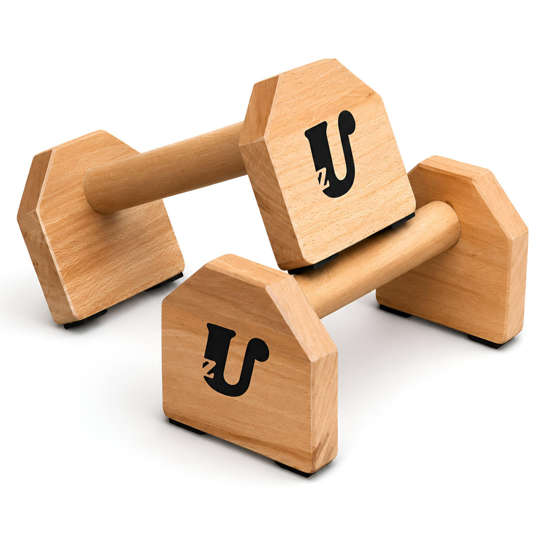 Uzman Parallettes Holz Liegestützgriffe Push Up Bars Calisthenics | Massivholz, rutschfeste Gummifüs