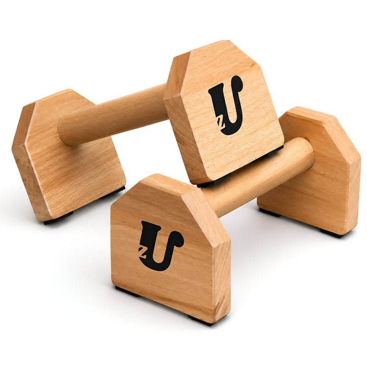 Uzman Parallettes Holz Liegestützgriffe Push Up Bars Calisthenics | Massivholz, rutschfeste Gummifüs