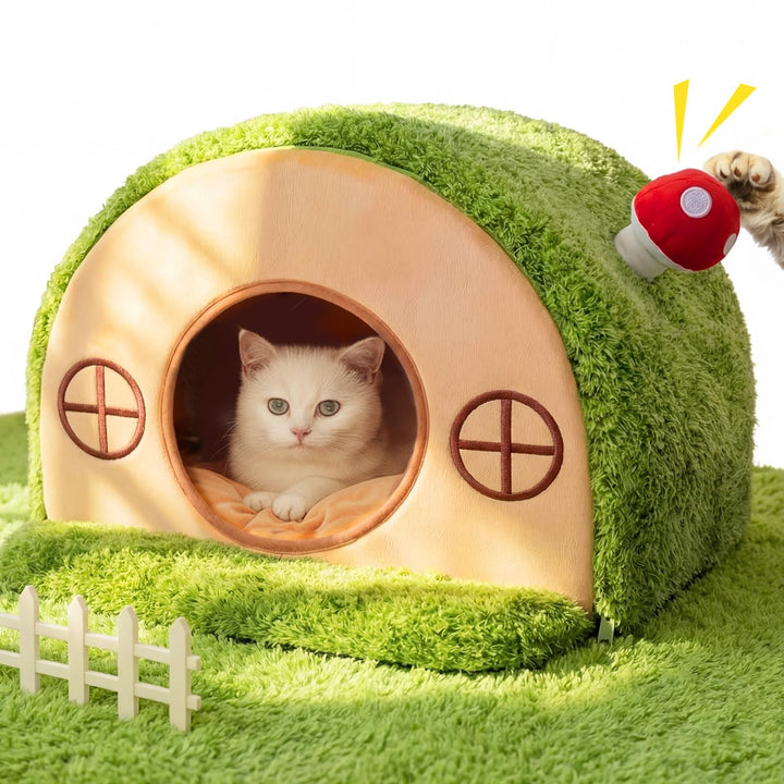 Baumhöhle Katzenbett, Katzenhöhle Indoor mit Pilzglocke | Katzenhaus mit Geborgenheit, waschbares Sa