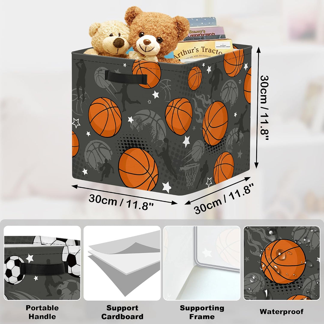 30cm Aufbewahrungskorb 3 Stück Aufbewahrungsbox Spielzeug | Stoff Faltbar mit Metallgestell Bodenpla