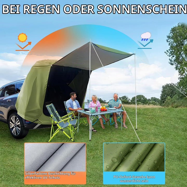 Universal Heckklappenzelt Caddy - Wasserdichtes Auto Heckzelt für Camping &amp; Reisen mit UV-Schutz -St