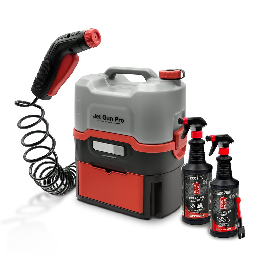 ERRECOM 1000 Miglia Fahrräder Reinigungsset Bio: Jet Gun PRO+ tragbarer Hochdruckreiniger mit 8 L Wa