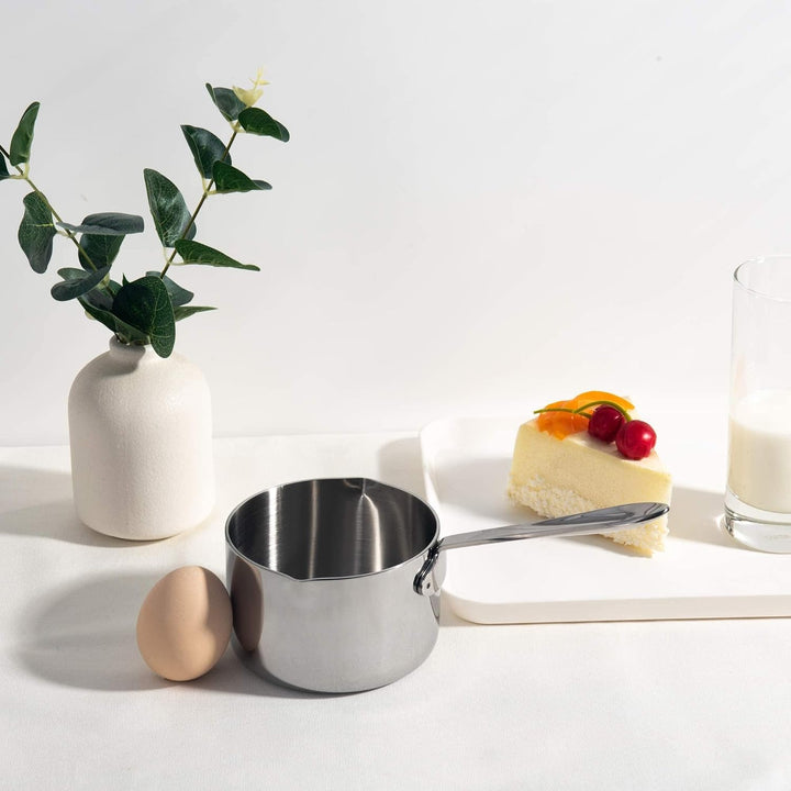 IMEEA 300ml Milchtopf 18/10 Edelstahl Schmelztopf Mokkakanne für Butter Schokolade Mini Topf 0.3 Lit