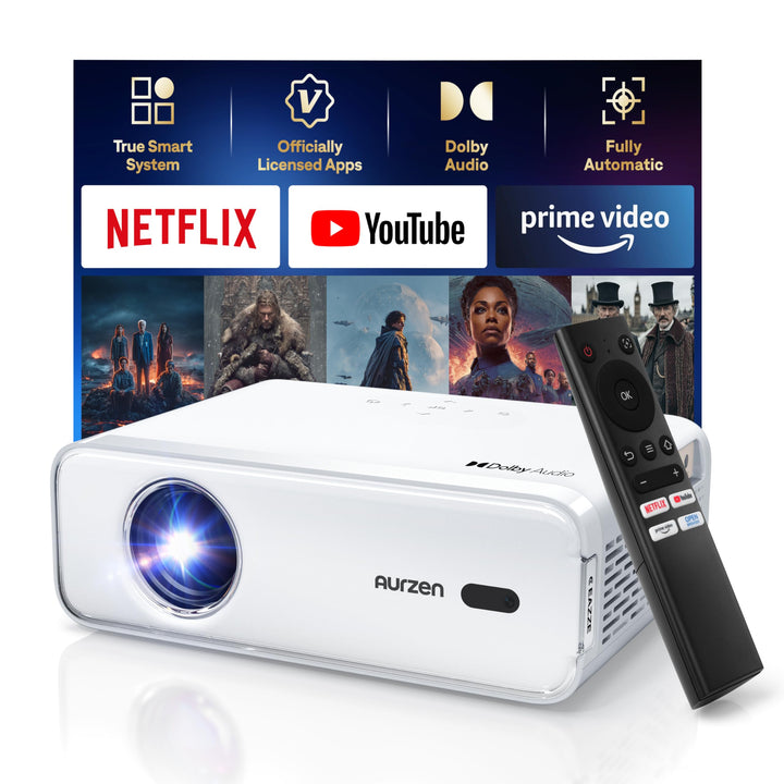 Aurzen Eazze D1 Beamer 4K Heimkino Projektor: Smart Full HD 1080P Beamer mit NetfIix Officially & Do