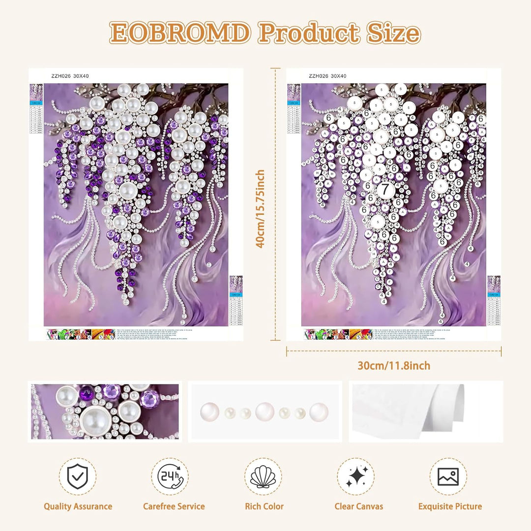 EOBROMD Traube Diamond Art Pearl Painting Kits for Adults, 5D Diamond, Painting with Pearls, Perlen