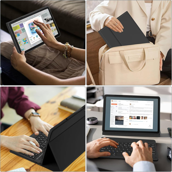 HOTLIFE Tastatur Hülle für Samsung Galaxy Tab А11+ 2025/А9+ 11 Zoll 2023, Schutzhülle mit Automatisc