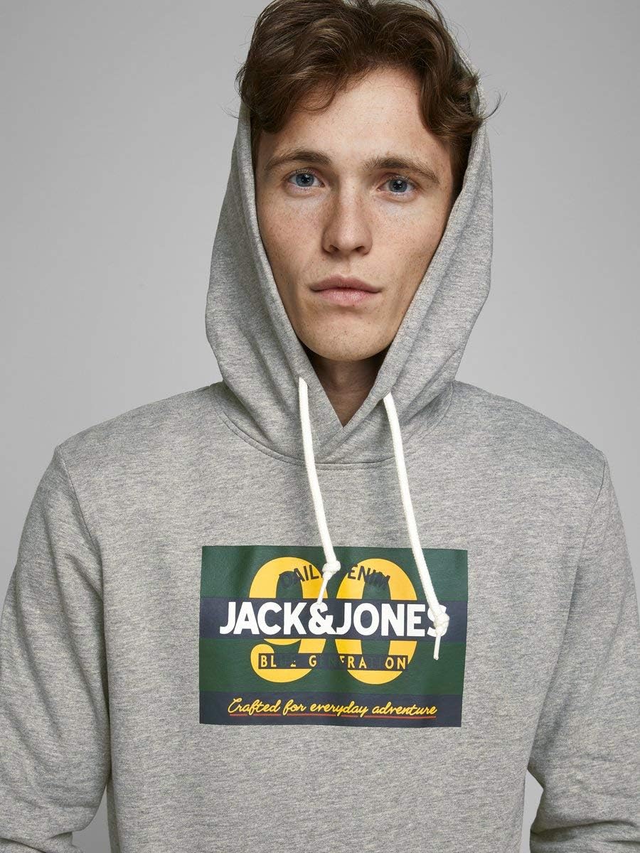 JACK & JONES Damen Jortonni Sweat Hood STS Pullover XXL Light Grey Melange/Print:reg ´90, XXL Light
