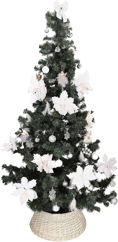 KOTARBAU® Weihnachtsbaum Rock aus Weide Ø 50 cm Gebleicht Christbaumständer aus Rattan Natur Weihnac