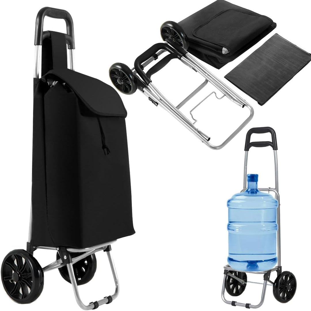 COSTWAY 35L Einkaufstrolley klappbar, Einkaufswagen mit Rollen, Einkaufsroller mit abnembarer Einkau