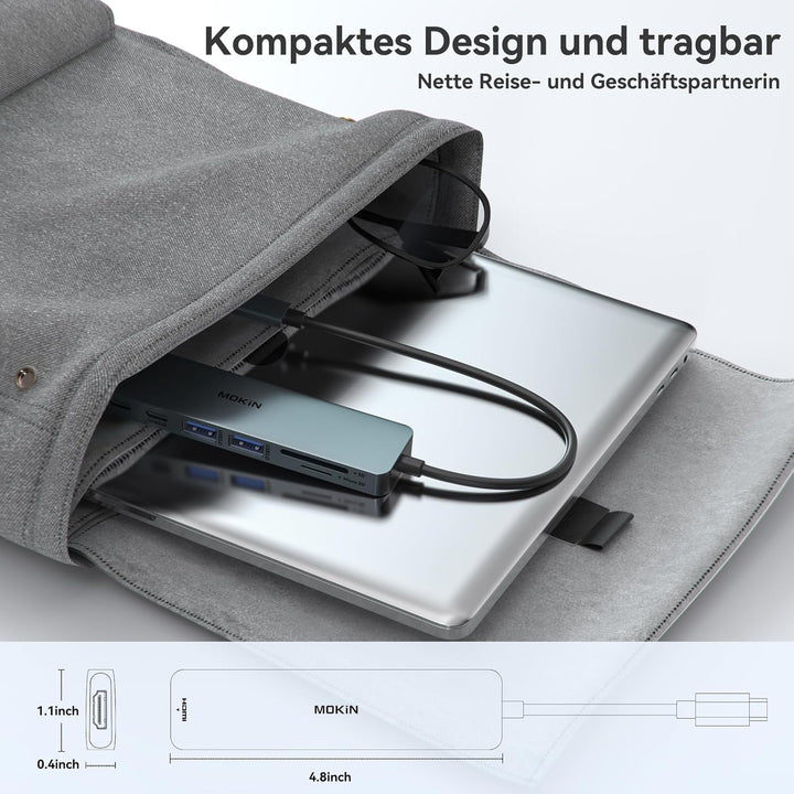 USB C Hub, Multiport Adapter für MacBook Pro/Air, 7 in 1 MacBook Adapter USB C auf HDMI Hub, 2USB 3.