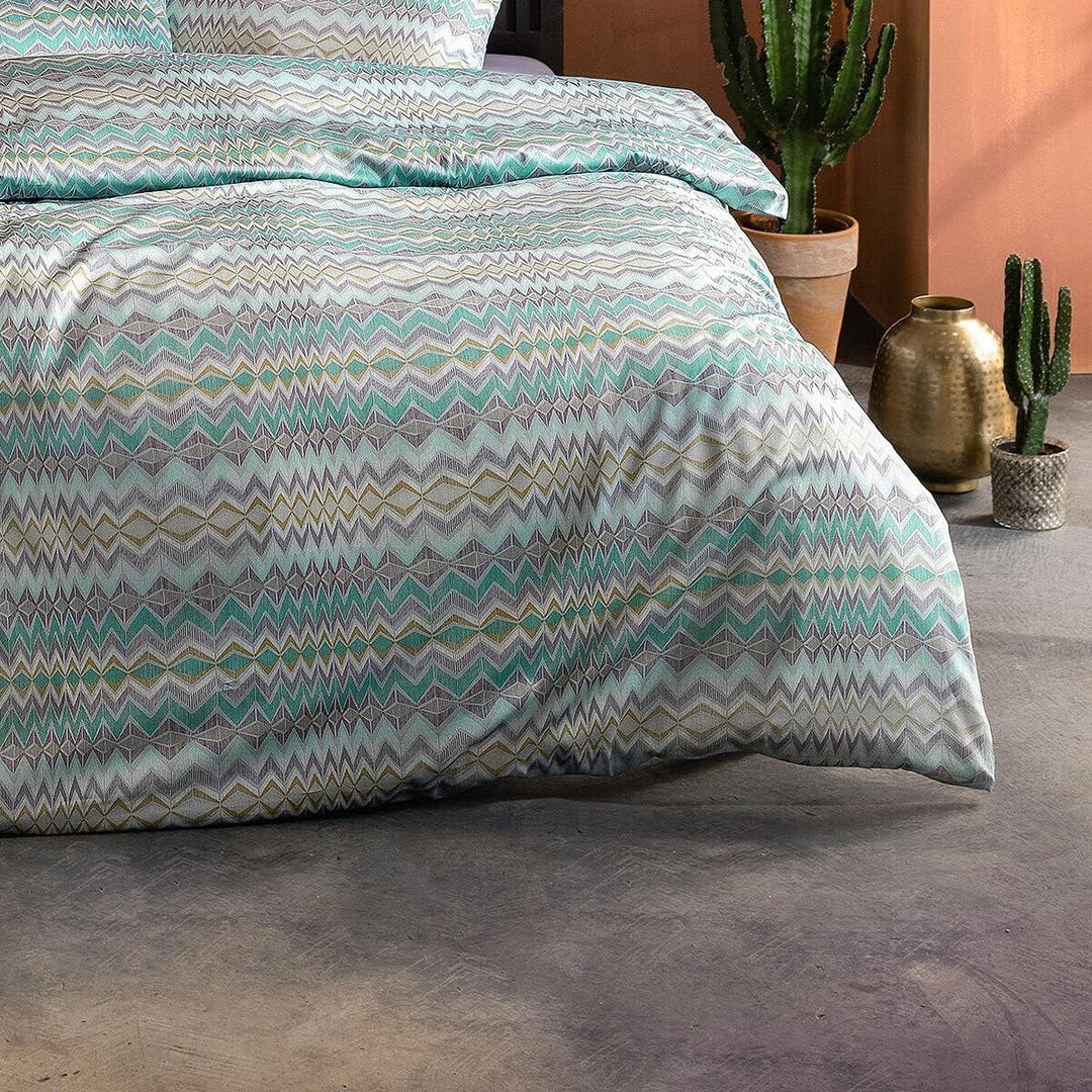 ESTELLA Mako-Satin Bettwäsche Nuria Mint 135x200 cm + 80x80 cm + 40x80 cm, 135x200 cm + 80x80 cm + 4