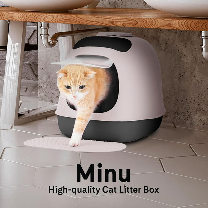 United Pets Minù, Katzentoilette mit Abdeckung, Made in Italy, Hellgrau/Dunkelgrau - Einheitsgrösse