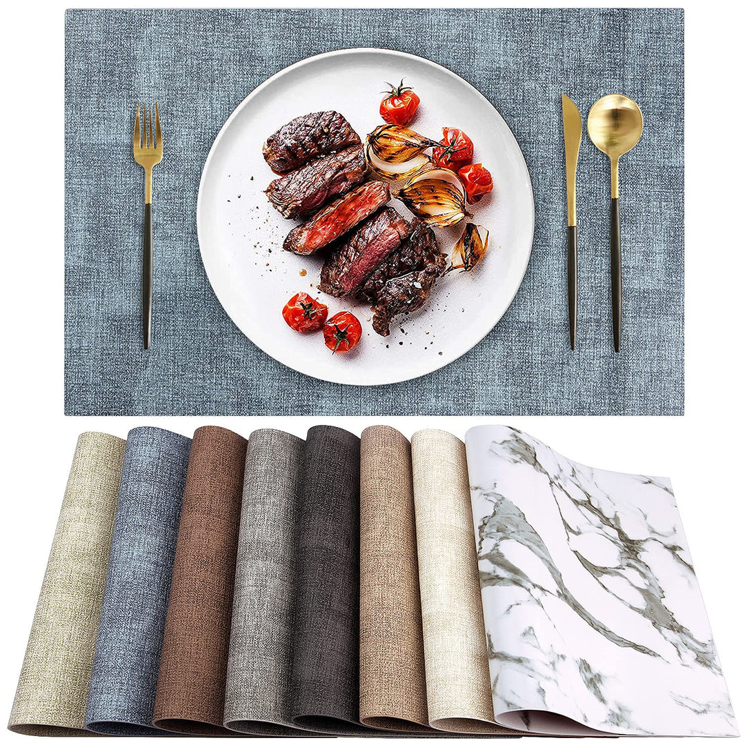 Platzsets Abwaschbar 6er Set, Leder Hitzebeständige Tischset, Wasserdicht Küche Tischset Platzset Ab