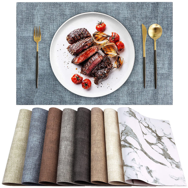 Platzsets Abwaschbar 6er Set, Leder Hitzebeständige Tischset, Wasserdicht Küche Tischset Platzset Ab
