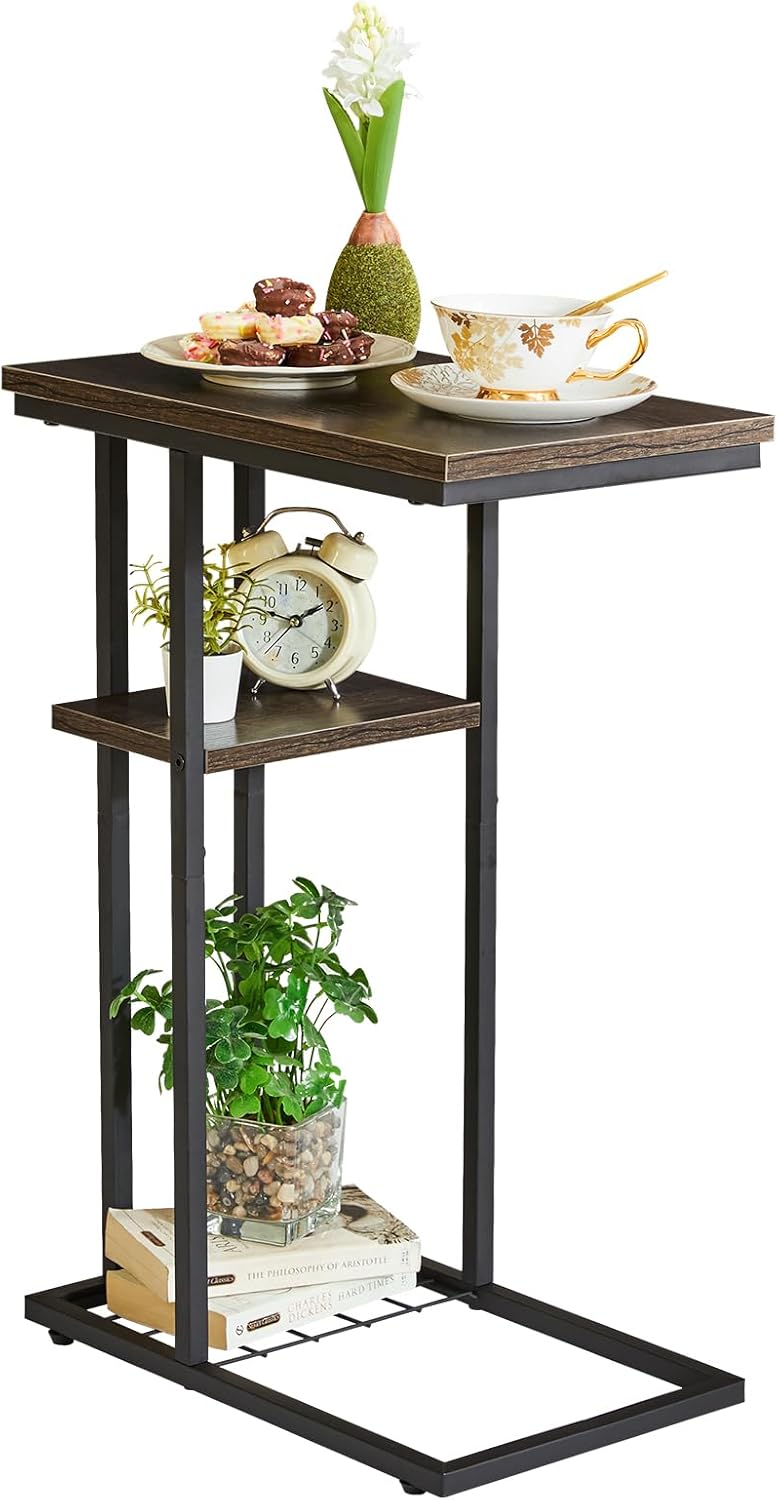 YMYNY Beistelltisch Kaffeetisch C-Form, Eleganter Kleiner Sofatisch, Industrie-Design, Sofatisch 40