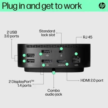 HP G5 Essential Dockingstation | Thunderbolt | USB 3.0 | 2X 1.4 DisplayPorts | HDMI 2.0 | Audio | RJ