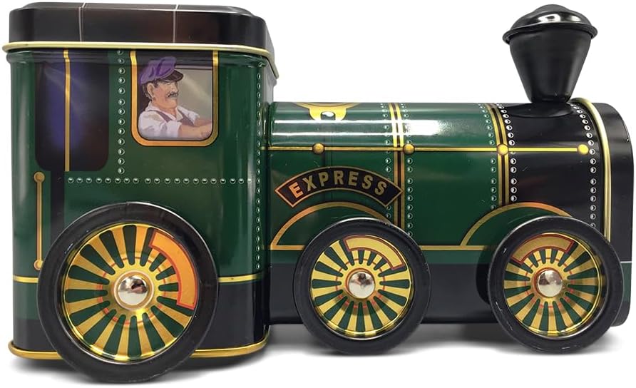 Blechdose in Form eines Express Lokomotive für Kekse Schokolade-Pralinen Aufbewahrung, Volumen: 400