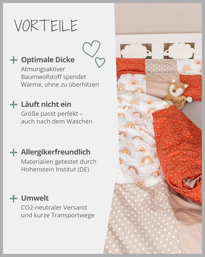 ULLENBOOM ® Baby Bettwäsche aus 100% Baumwolle (OEKO-TEX), 80x80 cm Regenbogen - 2-teilig (Set): Bab