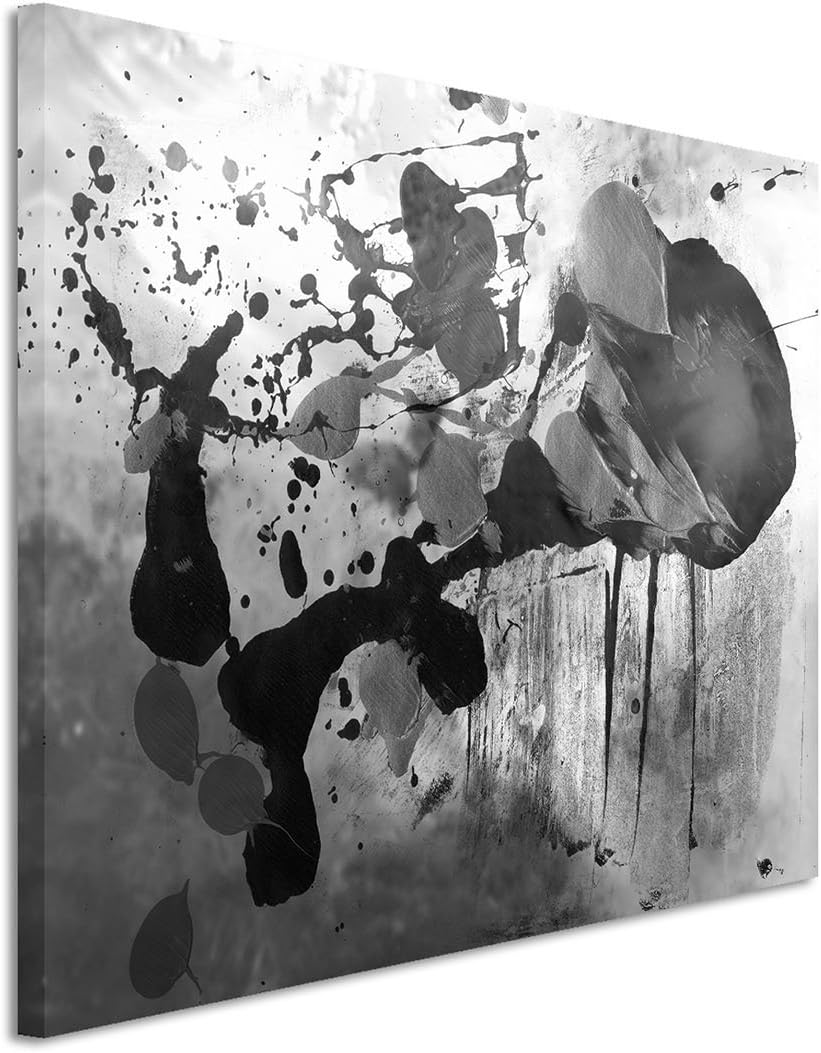 Sinus Art Abstrakt 837-120x80cm SCHWARZ-Weiss Bilder - Wandbild Kunstdruck in XXL Format - Fertig Au