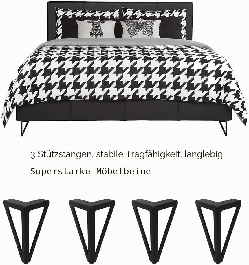 4 Stück Ersatz Möbelfüsse Metall, 6" / 15cm Schwarz Möbelfüsse, DIY Möbel Füsse Tischbeine Schrankfü