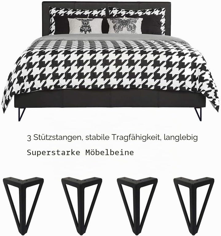 4 Stück Ersatz Möbelfüsse Metall, 6" / 15cm Schwarz Möbelfüsse, DIY Möbel Füsse Tischbeine Schrankfü