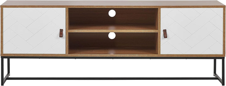Modernes Lowboard heller Holzfarbton / weiss 2 Türen Nueva