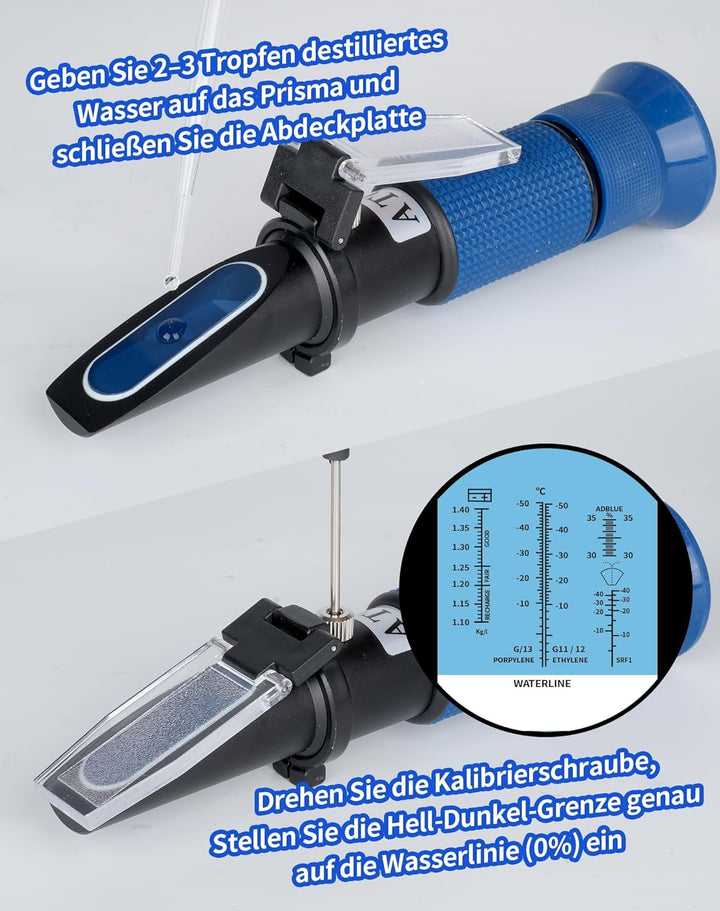 4-in-1 Frostschutz Refraktometer Frostschutzprüfer kühlmittel Tester für Ethylenglykol(G11,G12), Pro