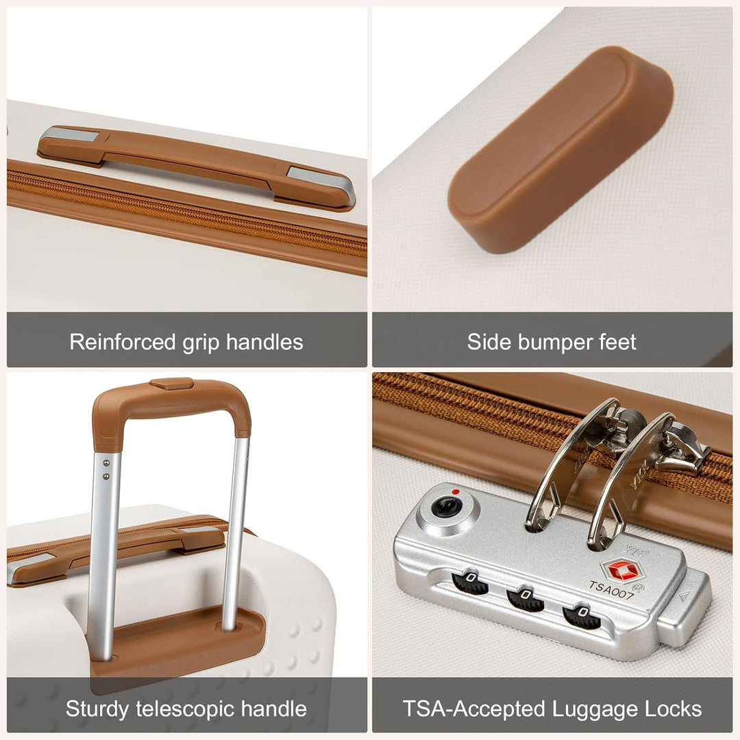 KONO Koffer Reisekoffer Trolley Kofferset 4 Teilig von ABS+PC Hartschalenkoffer mit TSA-Schloss, 4 R