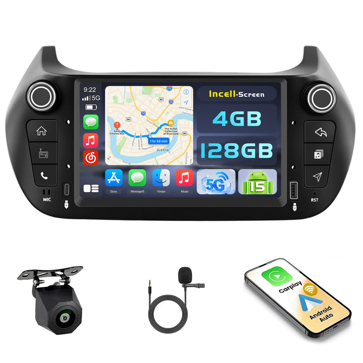 Hikity Android 15 4+128G Autoradio für FIAT Fiorino 2008－2016 mit 7 Zoll Incell Touchscreen, Autorad