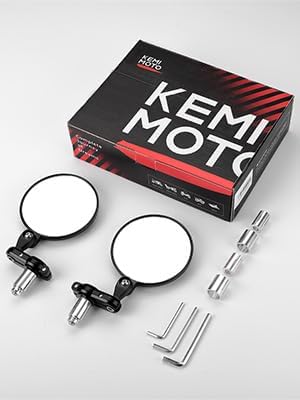 ISSYZONE CNC Motorradspiegel, E24 Geprüft, 360° Drehbar, Runde Lenkerendenspiegel, 7/8" (22mm) Kompa