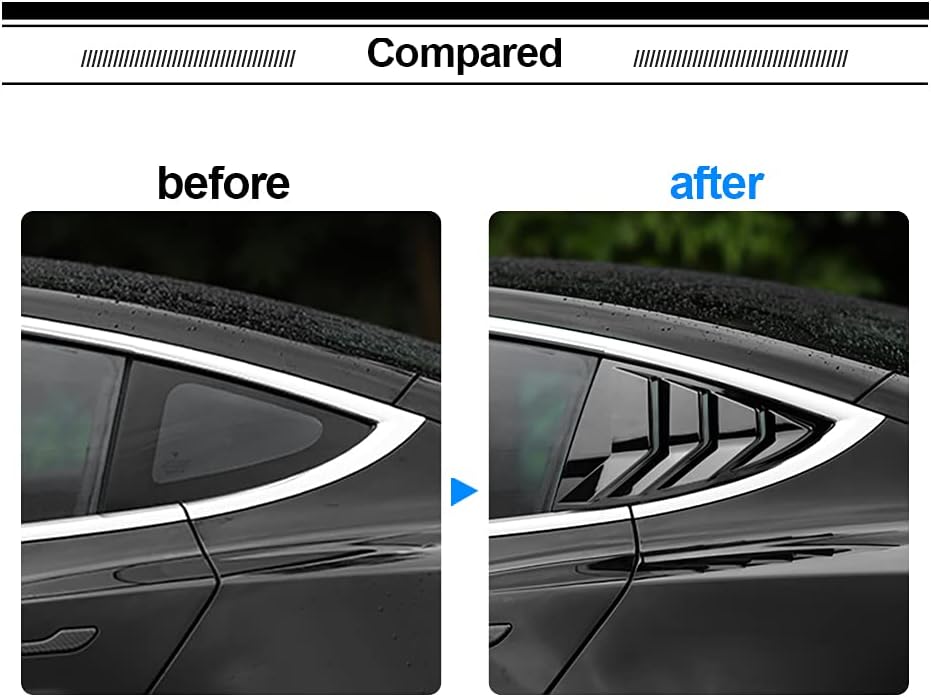 KUNGKIC Rear Side Window Louvers,Air Vent Scoop Louvers for Tesla Model 3 2017-2024,Window Scoop Lou