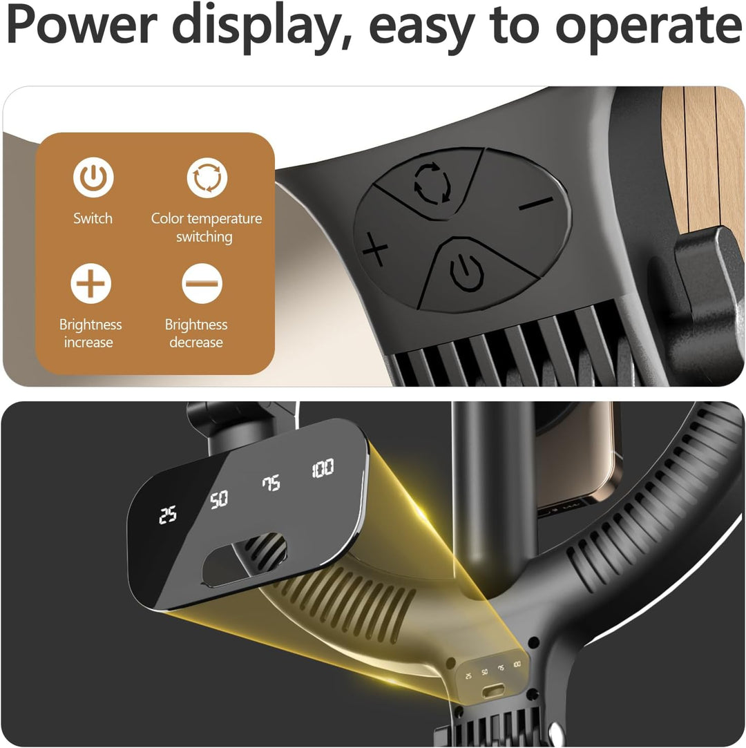 Magnetisches 10" Ringlicht,Klappbar & 360° Drehbar,10W, 120 LEDs, 5000mAh, Dimmbar Mit Memory,Für Li