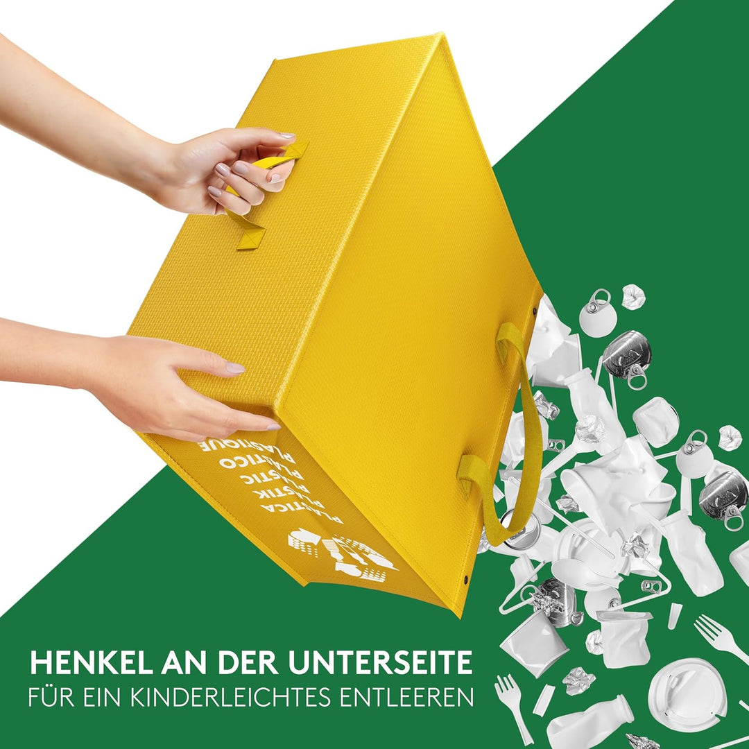 PTMS® Mülleimer 3 Fächer - Mülltrennsystem für Papier, Glas und Plastik - Umweltfreundliche Recyclin