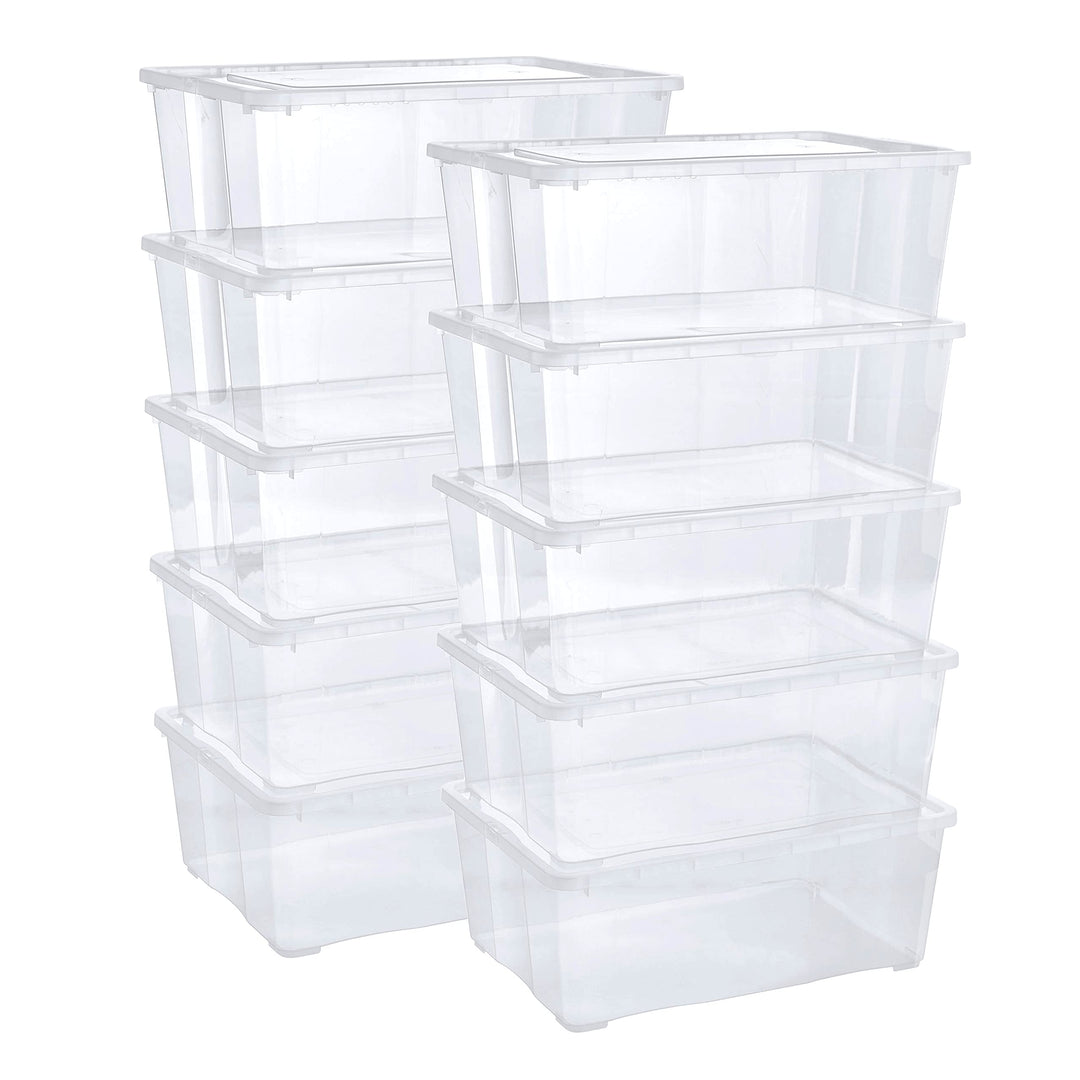 Grizzly Aufbewahrungsboxen 10 x 10 L mit Deckel transparent - Klarsichtboxen stapelbar mit Belüftung